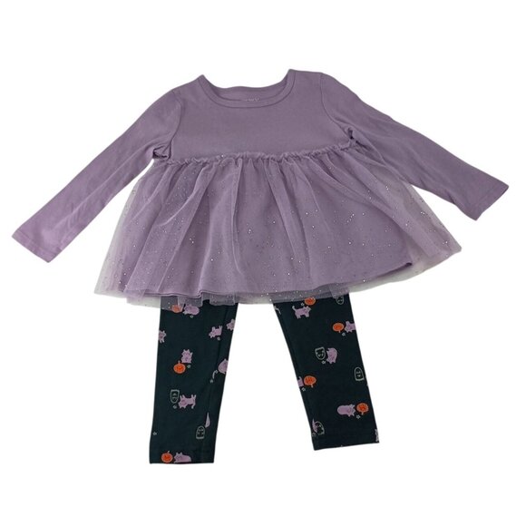 Carter's 2-Piece Halloween Outfit Set Sz.2T Purple Top And  Halloween Leggings - Picture 1 of 8